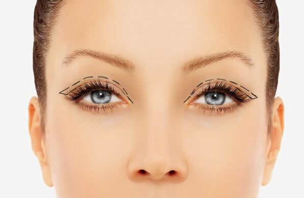 The outline of the eyelid